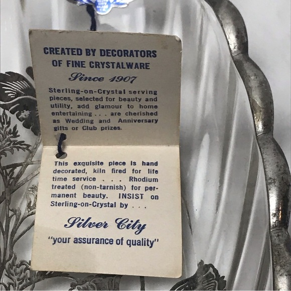 Sterling on Crystal Flanders Flowers Serving Dish Silver City Vtg Deco - Picture 5 of 7